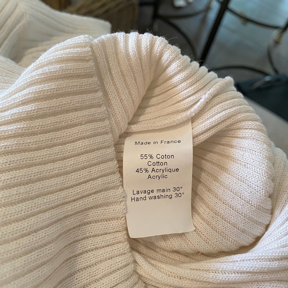 Judd Heller mock white cotton/acrylic turtleneck ribbed size M - Picture 6 of 6